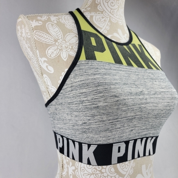 Victoria's Secret Pink cropped athletic top sports bra racerback - Picture 2 of 5